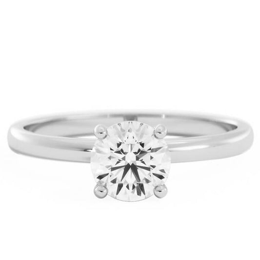 1.0ct Moissanite Round Solitaire 14K White Gold Engagement Ring