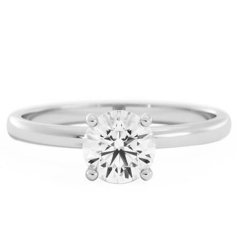 1.0ct Moissanite Round Solitaire 14K White Gold Engagement Ring