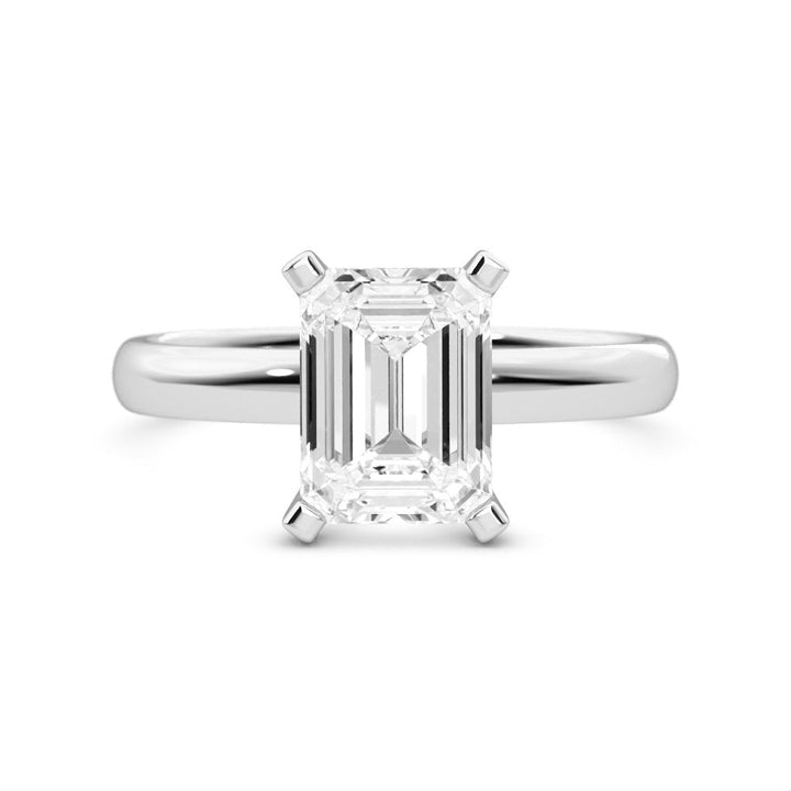 1.67ct Moissanite Emerald Solitaire 14K White Gold Engagement Ring