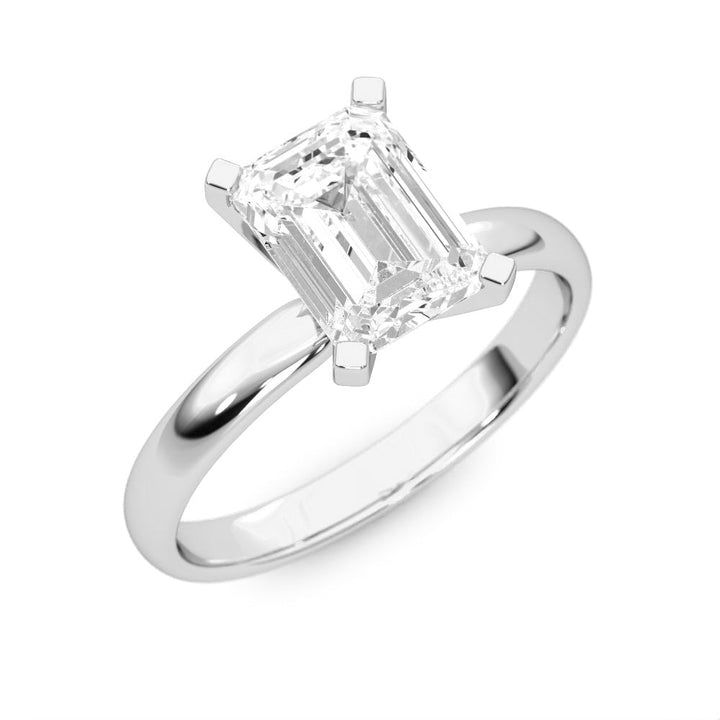 1.67ct Moissanite Emerald Solitaire 14K White Gold Engagement Ring