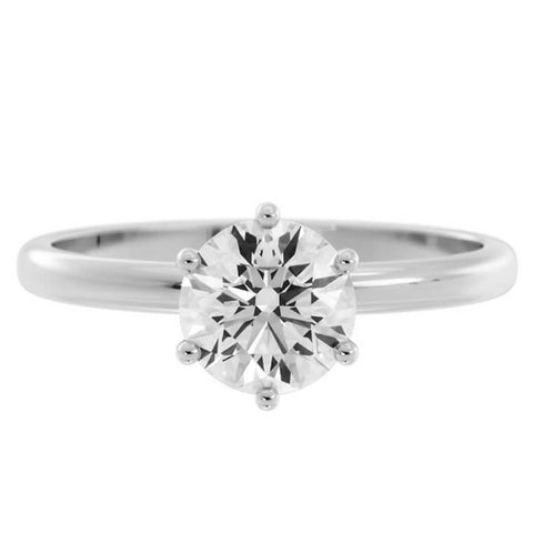 1.0ct Moissanite Round Solitaire 14K White Gold Engagement Ring