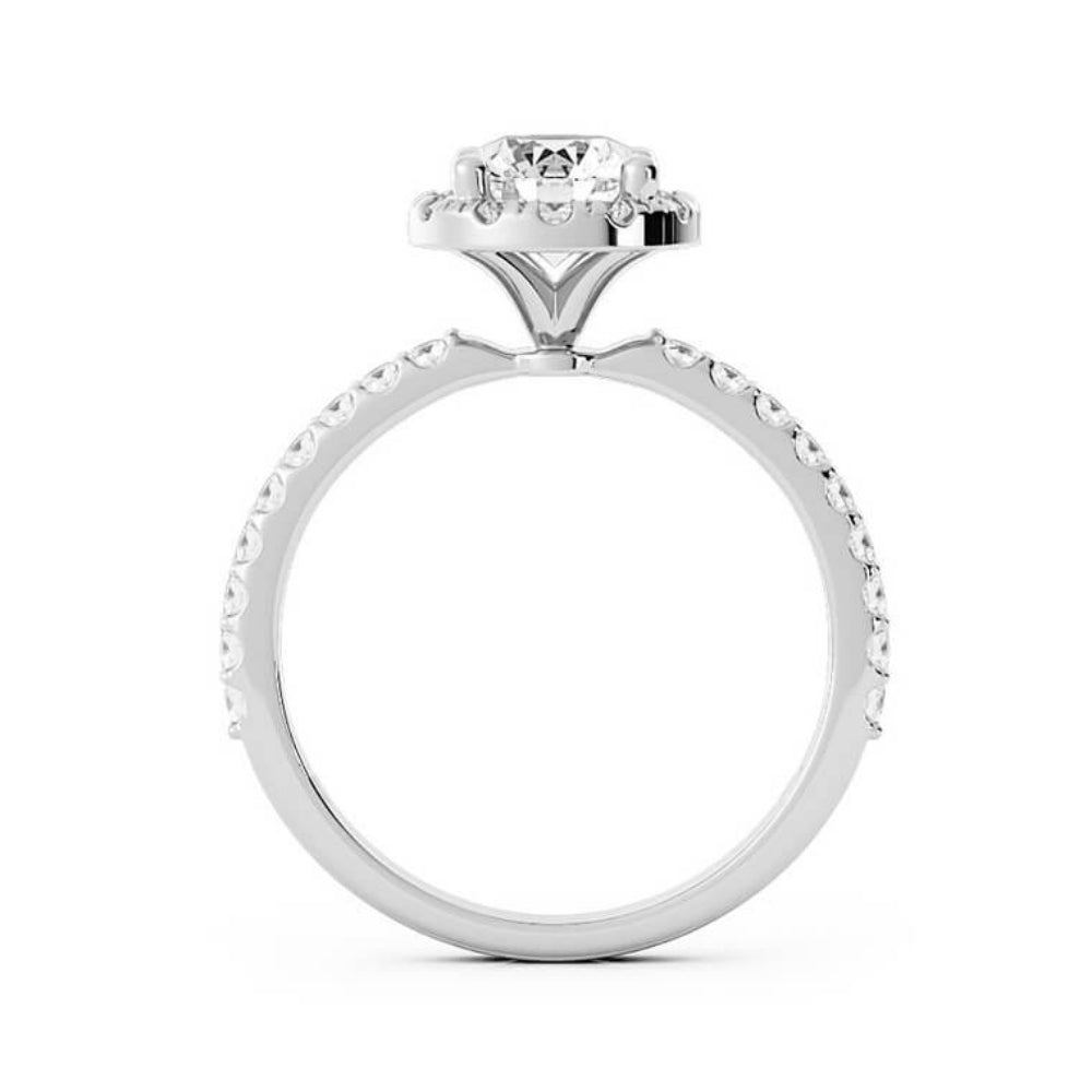 1.0ct Moissanite Pave Halo 14K White Gold Engagement Ring