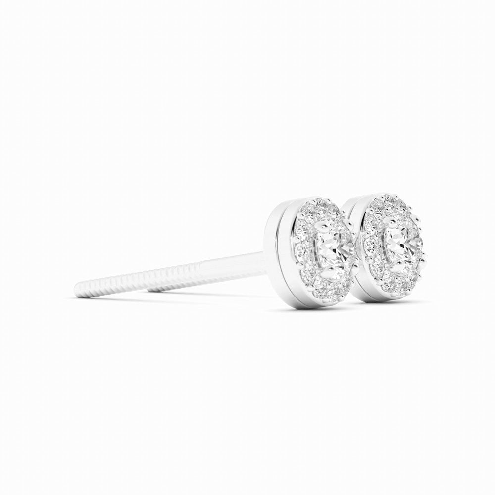 0.25ct Lab Grown Diamond Round Halo Stud 14K White Gold Earring