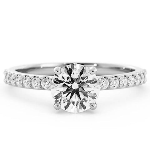 1.0ct Moissanite Pave Solitaire 14K White Gold Engagement Ring