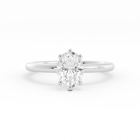 1.25ct Lab Grown Diamond Oval Solitaire 14K White Gold Engagement Ring