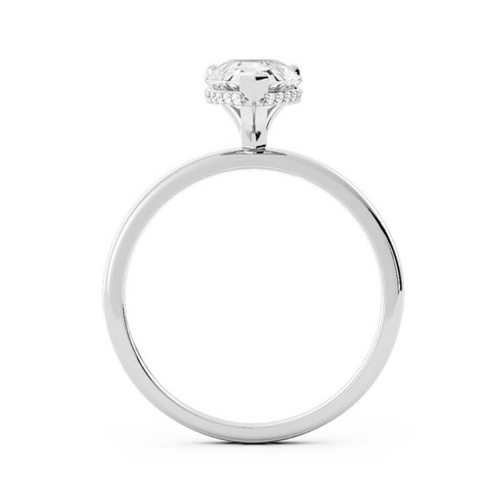 1.5ct Moissanite Pear Hidden Halo 14K White Gold Engagement Ring