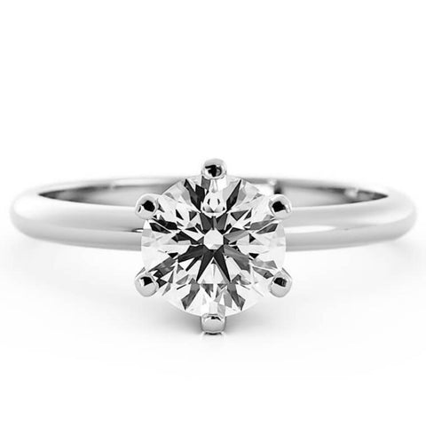 1.0ct Moissanite Round Solitaire 14K White Gold Engagement Ring