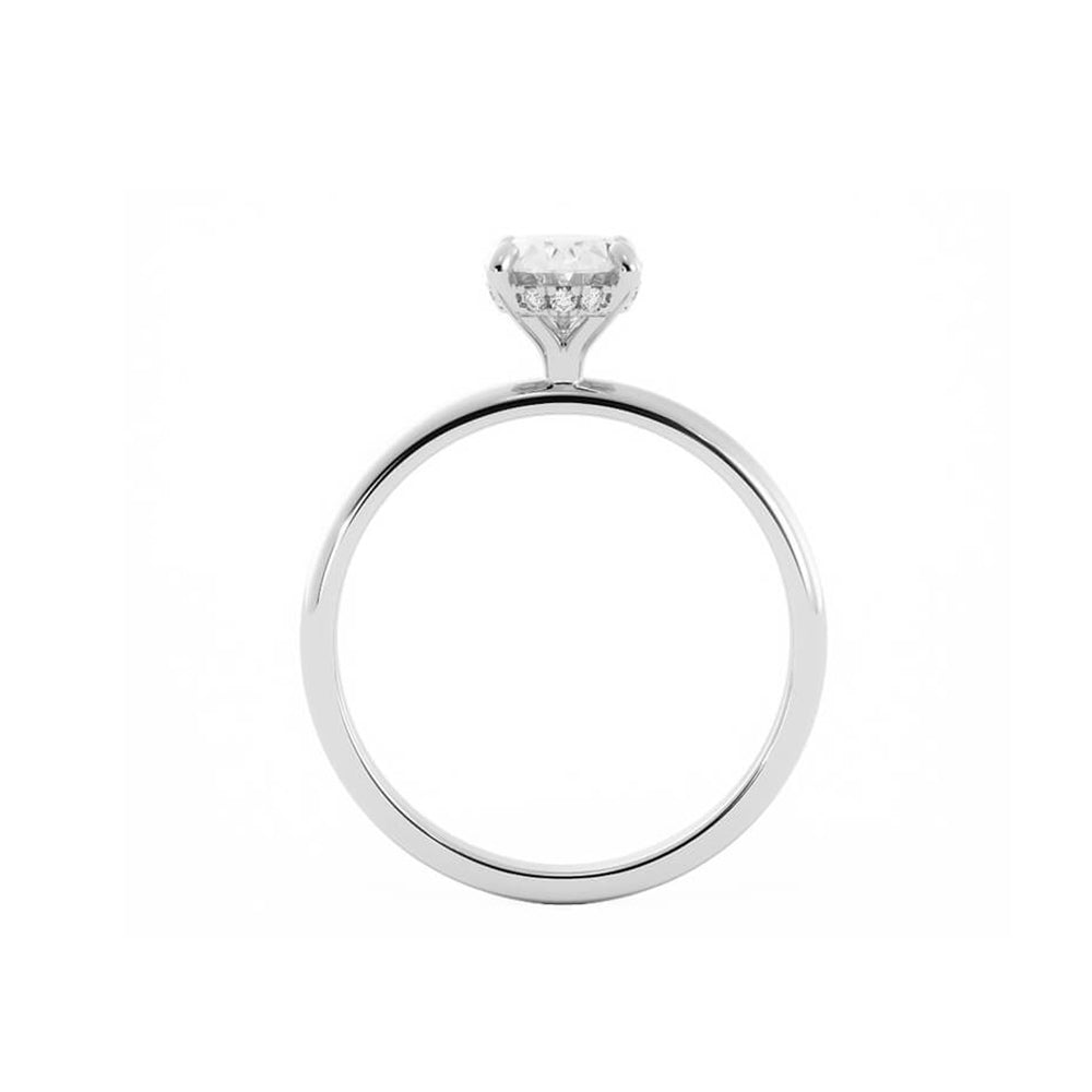 1.25ct Moissanite Oval Hidden Halo 14K White Gold Engagement Ring