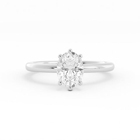 1.25ct Moissanite Oval Solitaire 14K White Gold Engagement Ring