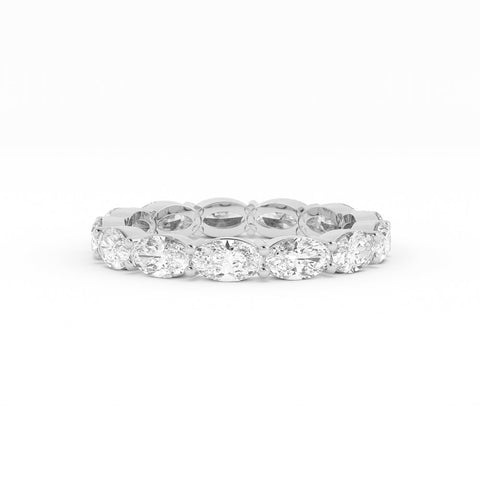 14K White Gold Natural Diamond Oval Eternity 2.67mm Wedding Band