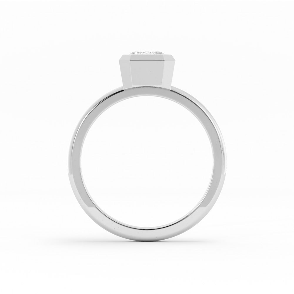 1.0ct Moissanite Emerald North South Solitaire 14K White Gold Engagement Ring