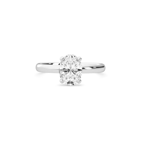 1.09ct Moissanite Oval Solitaire 14K White Gold Engagement Ring