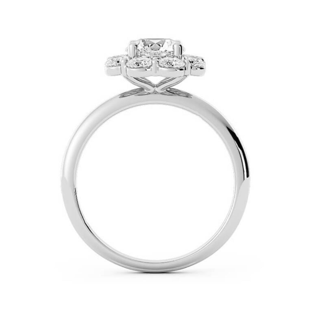 1.0ct Moissanite Round Halo 14K White Gold Engagement Ring