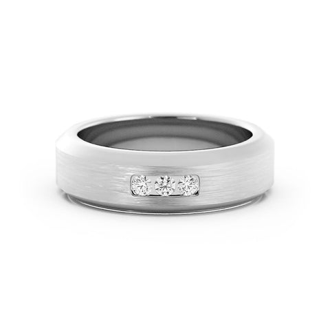 14K White Gold Round Triple Lab Grown Diamond Wedding Band