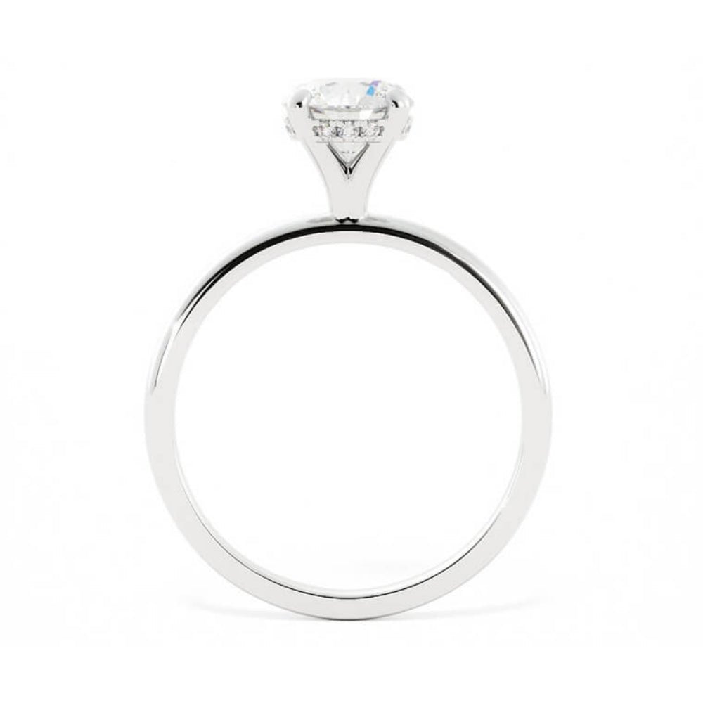 1.0ct Moissanite Round Hidden Halo 14K White Gold Engagement Ring