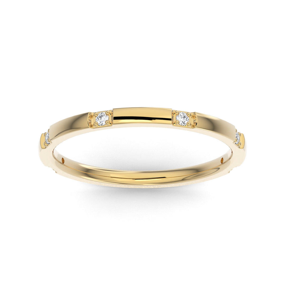 14K Yellow Gold Six Spaced Stone Lab Grown Diamond Wedding Band