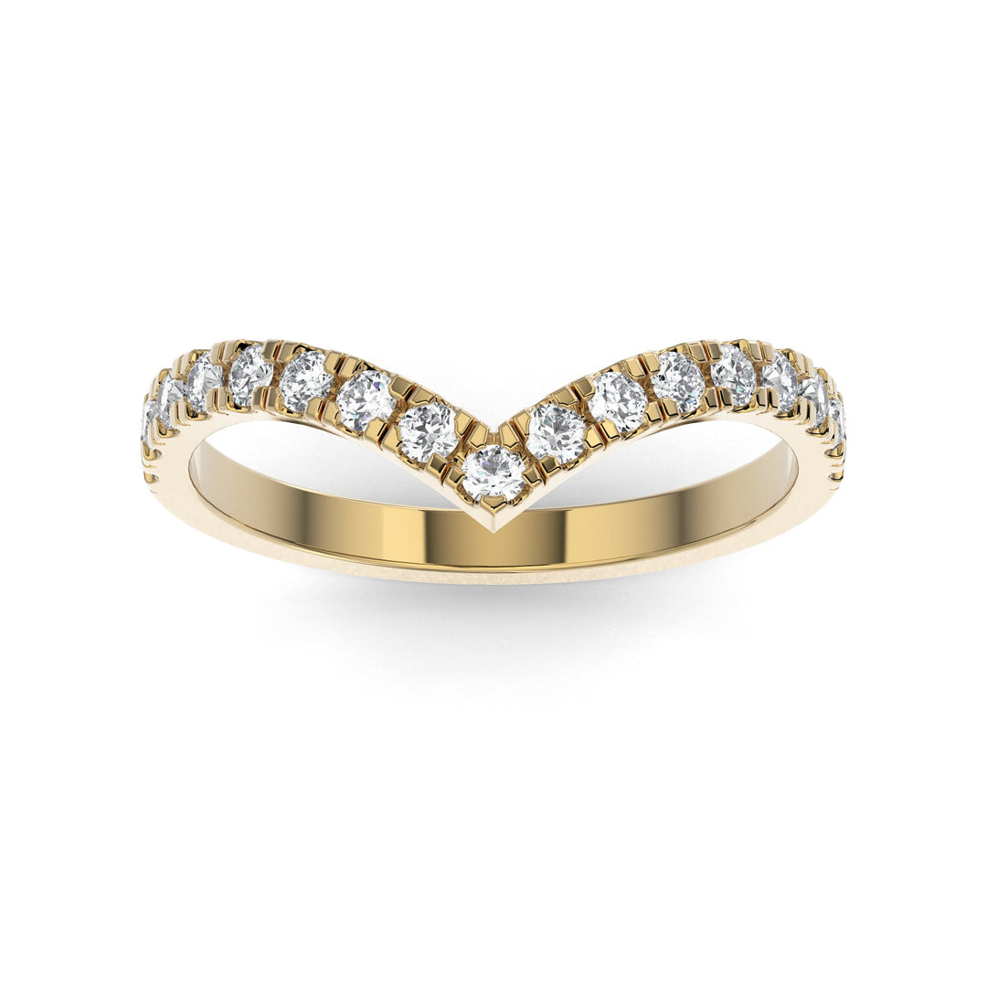14K Yellow Gold Contour Half Shank Lab Grown Diamond Wedding Band