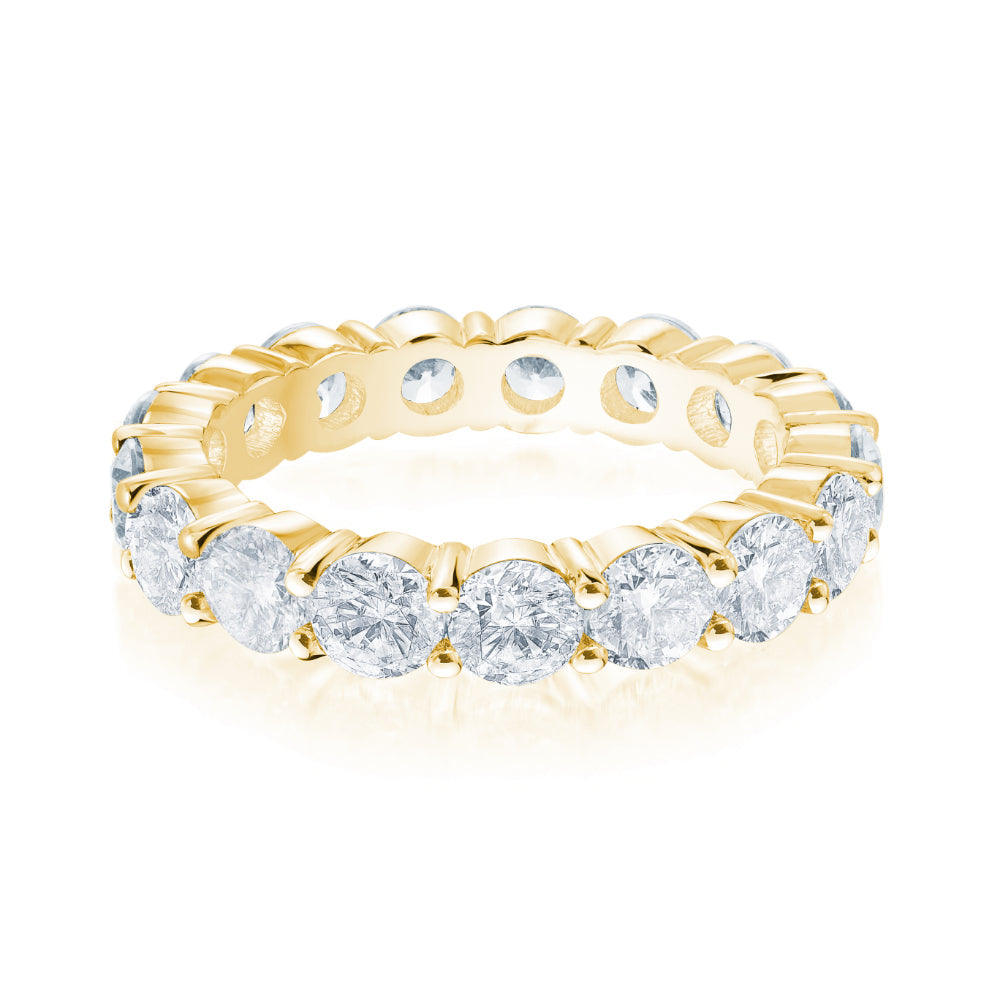 14K Yellow Gold Round Eternity Lab Grown Diamond Wedding Band