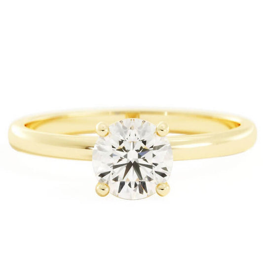 1.0ct Moissanite Round Solitaire 14K Yellow Gold Engagement Ring