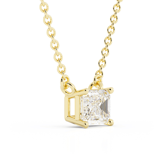 1.75ct Moissanite Classic Emerald Cut Solitaire 14K Yellow Gold Necklace