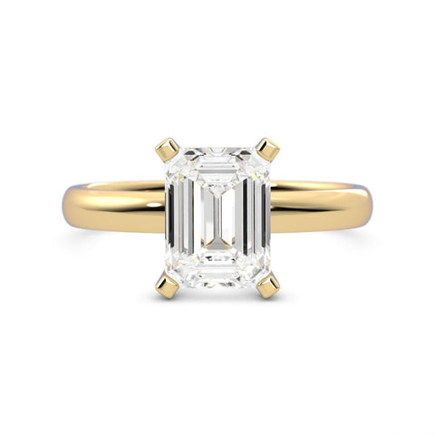 1.67ct Moissanite Emerald Solitaire 14K Yellow Gold Engagement Ring