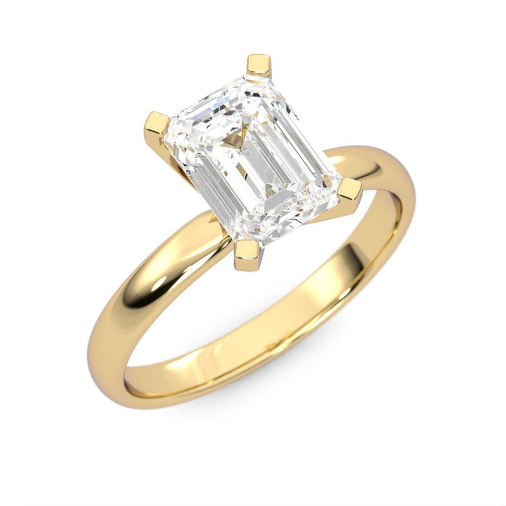 1.67ct Moissanite Emerald Solitaire 14K Yellow Gold Engagement Ring