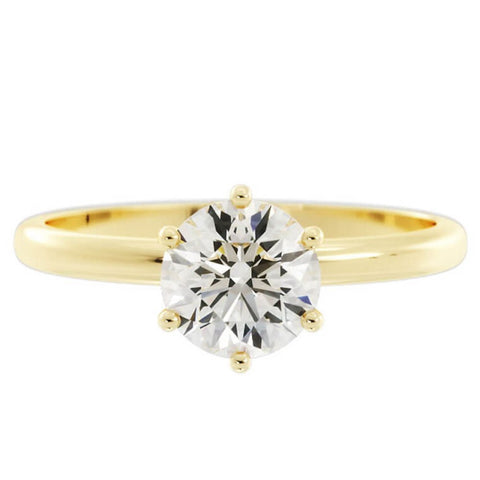 1.0ct Moissanite Round Solitaire 14K Yellow Gold Engagement Ring