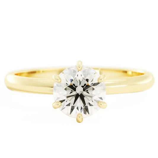 1.0ct Moissanite Round Solitaire 14K Yellow Gold Engagement Ring