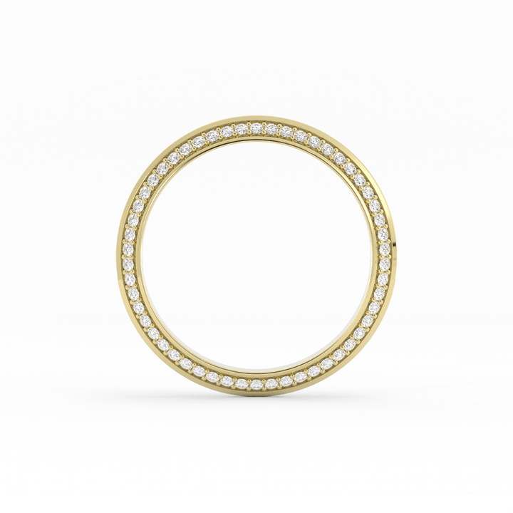 14K Yellow Gold Round Double Knife Edge Lab Grown Diamond Wedding Band
