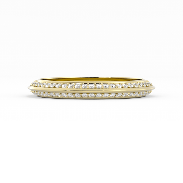 14K Yellow Gold Round Double Knife Edge Lab Grown Diamond Wedding Band