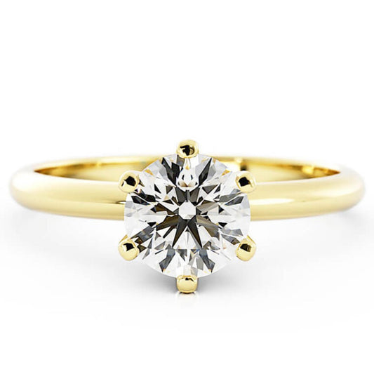 1.0ct Moissanite Round Solitaire 14K Yellow Gold Engagement Ring