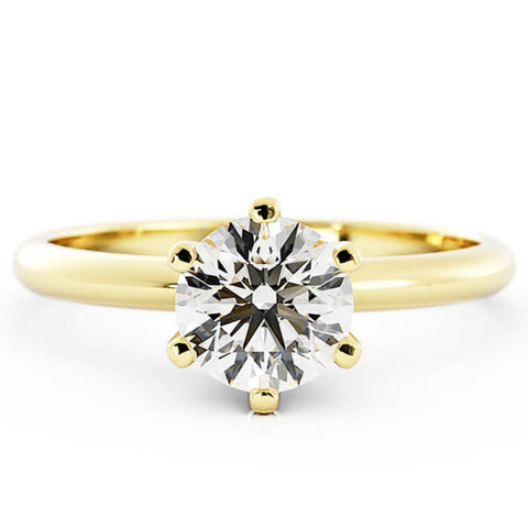 1.0ct Moissanite Round Solitaire 14K Yellow Gold Engagement Ring