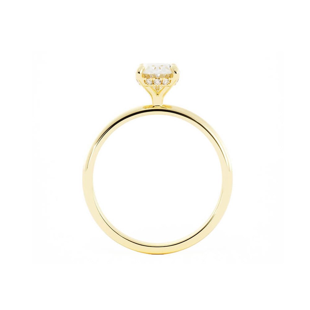 1.25ct Moissanite Oval Hidden Halo 14K Yellow Gold Engagement Ring