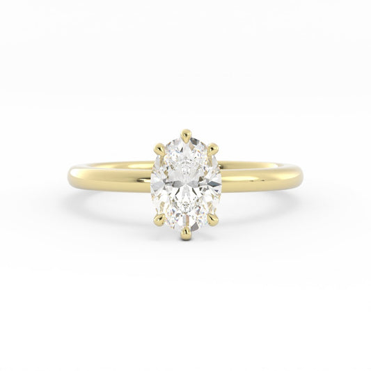 1.25ct Moissanite Oval Solitaire 14K Yellow Gold Engagement Ring