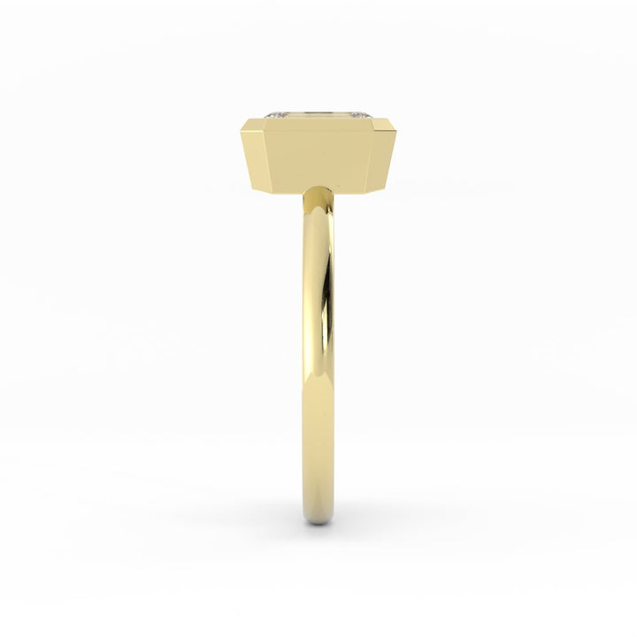 1.0ct Moissanite Emerald North South Solitaire 14K Yellow Gold Engagement Ring