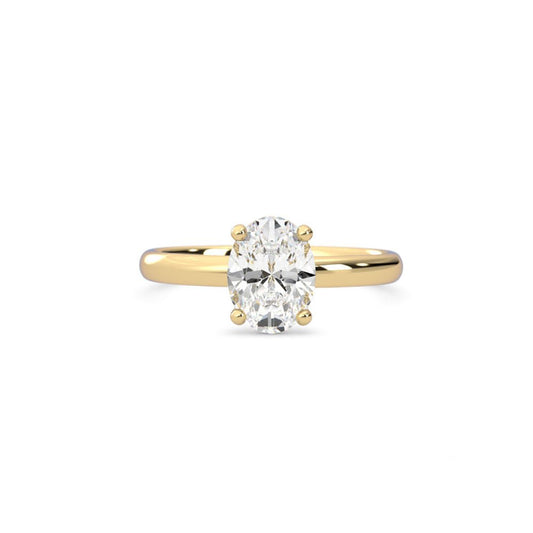 1.09ct Moissanite Oval Solitaire 14K Yellow Gold Engagement Ring