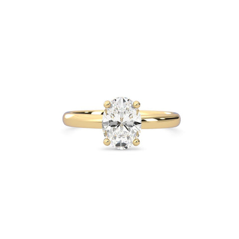1.09ct Moissanite Oval Solitaire 14K Yellow Gold Engagement Ring