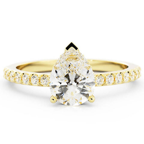 1.5ct Moissanite Pave Hidden Halo 14K Yellow Gold Engagement Ring