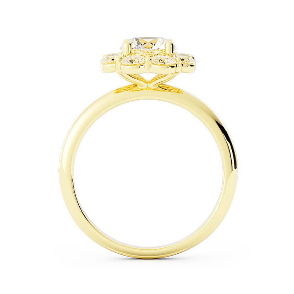 1.0ct Moissanite Round Halo 14K Yellow Gold Engagement Ring