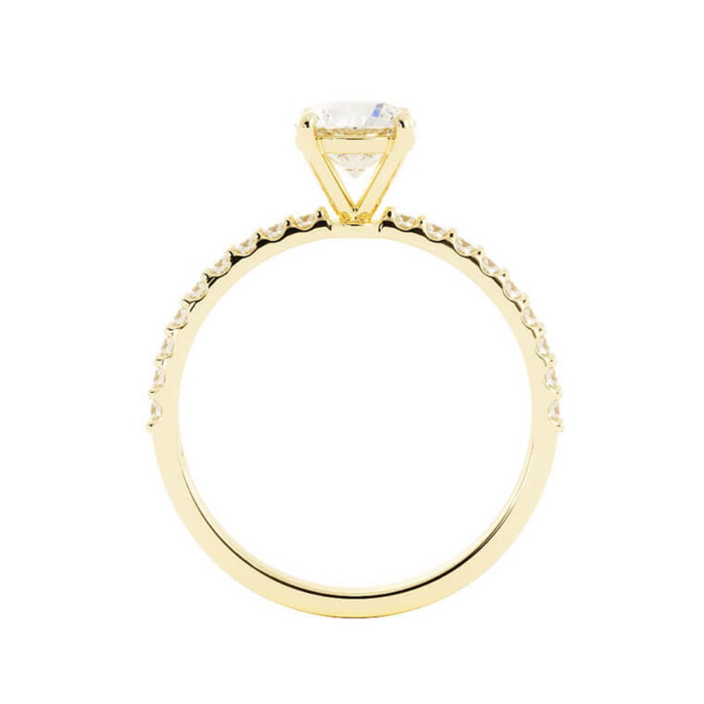 1.0ct Moissanite Pave Solitaire 14K Yellow Gold Engagement Ring