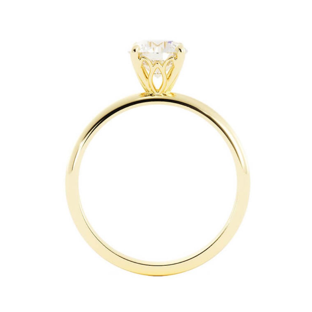 1.0ct Moissanite Round Solitaire 14K Yellow Gold Engagement Ring