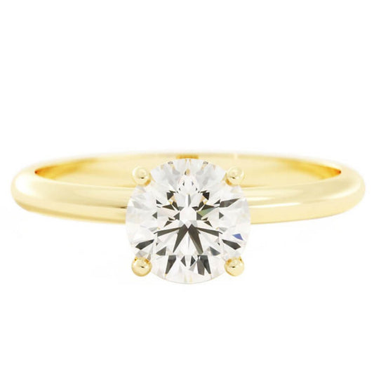 1.0ct Moissanite Round Solitaire 14K Yellow Gold Engagement Ring