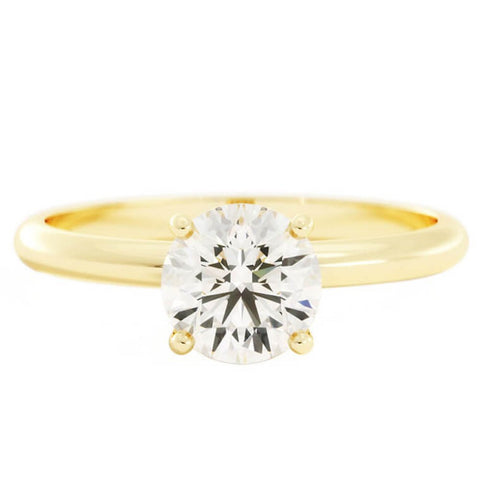 1.0ct Moissanite Round Solitaire 14K Yellow Gold Engagement Ring