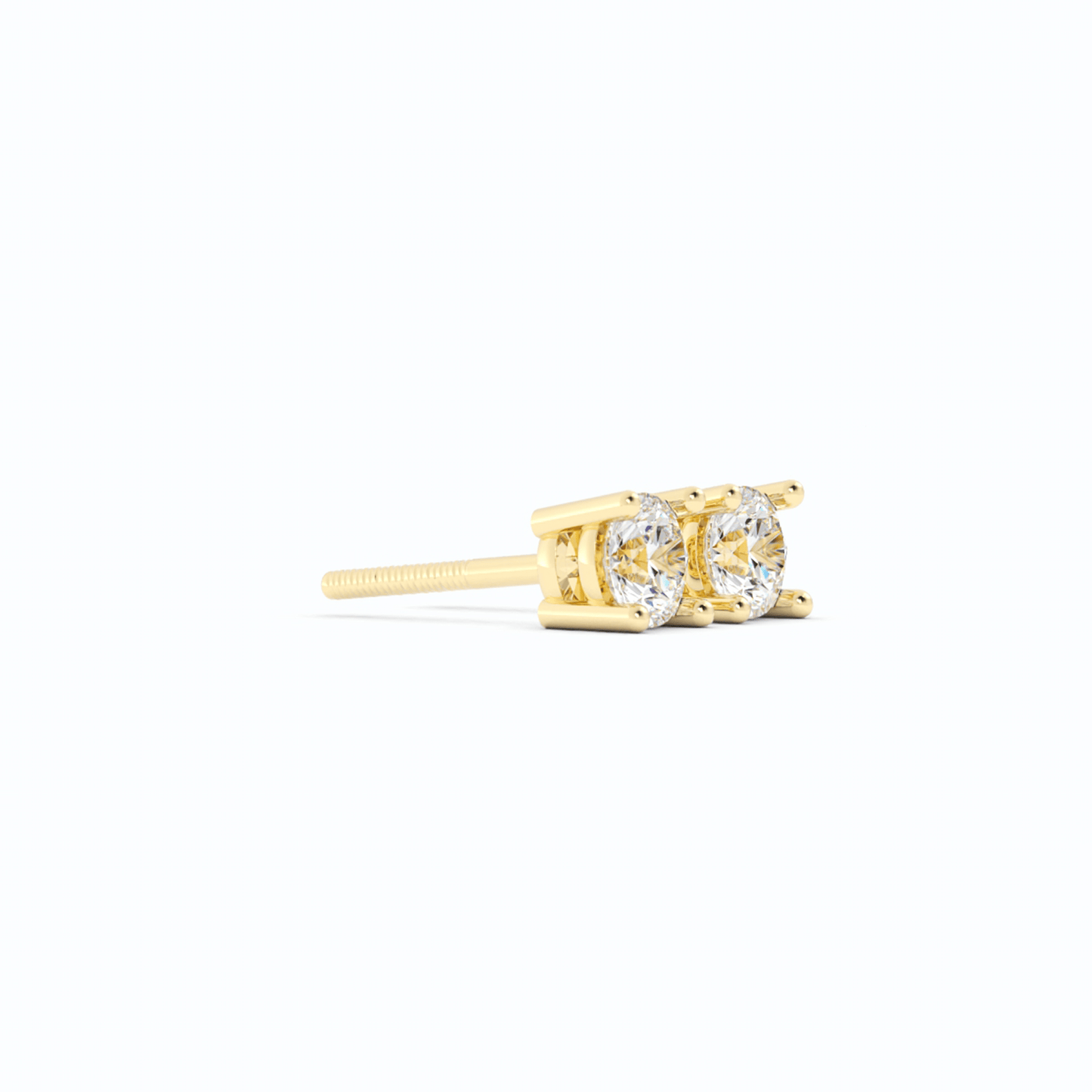0.25ct Lab Grown Diamond Round Solitaire 14K Yellow Gold Earring