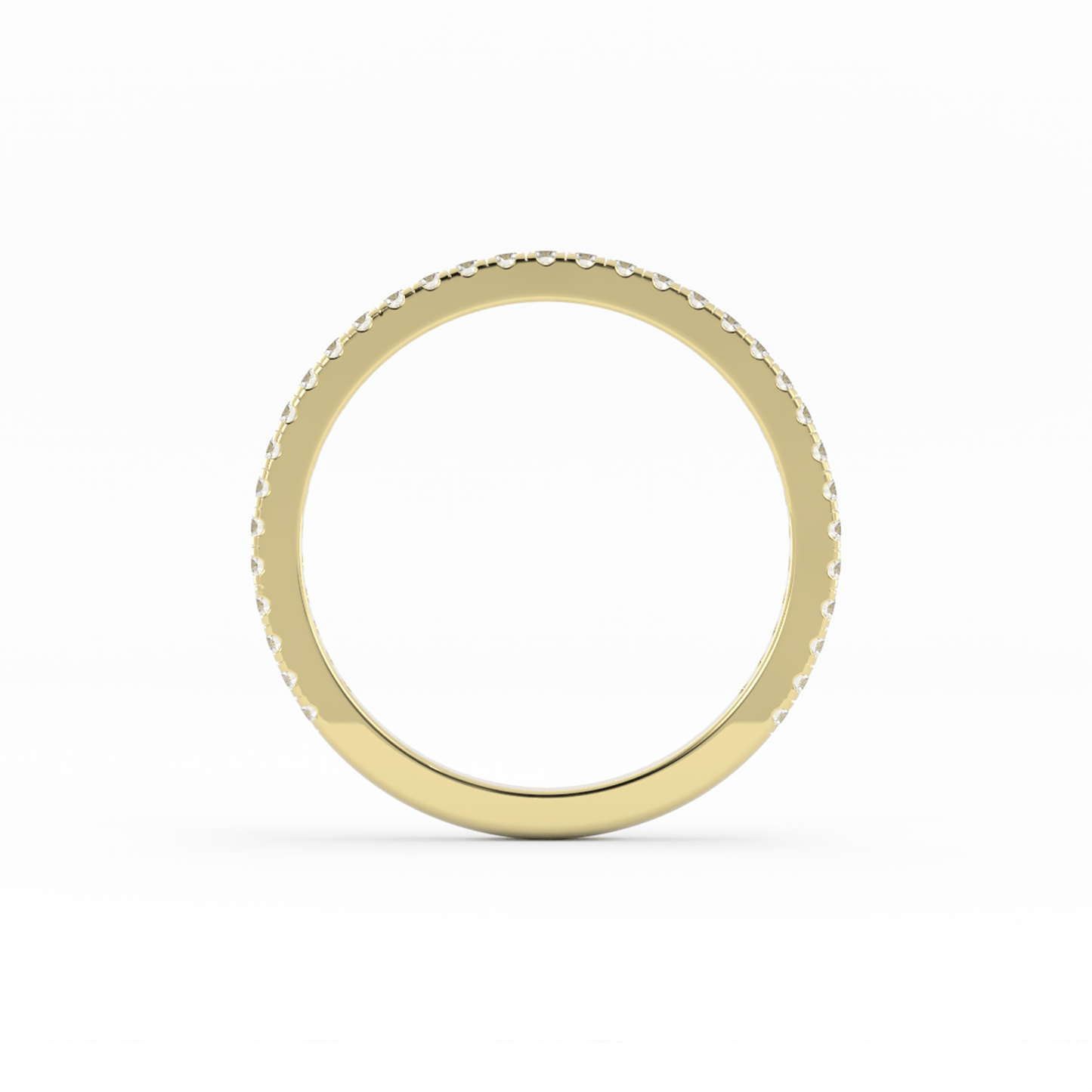 14K Yellow Gold Round Three Quarter Pave Lab Grown Diamond Wedding Band