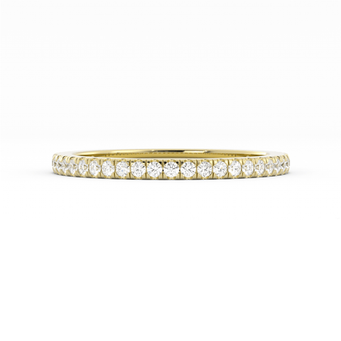 14K Yellow Gold Round Three Quarter Pave Lab Grown Diamond Wedding Band