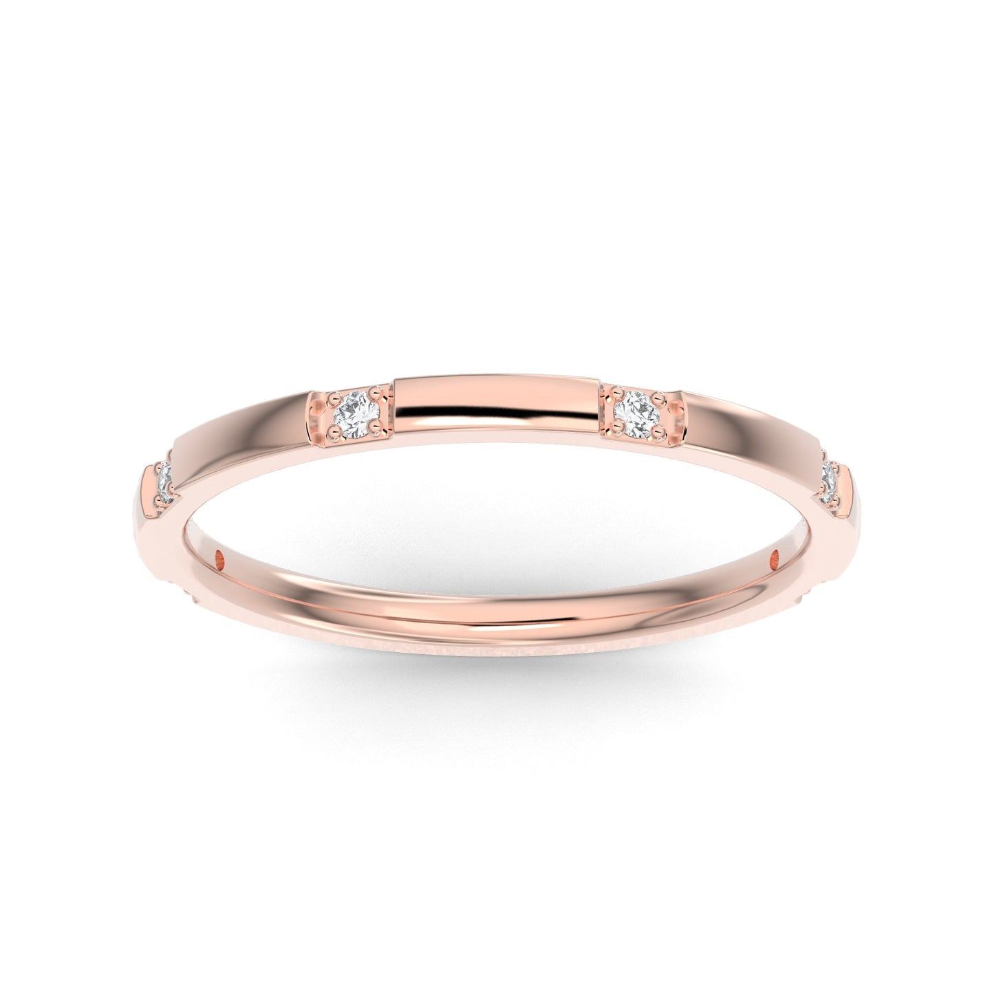 18K Rose Gold Six Spaced Stone Lab Grown Diamond Wedding Band