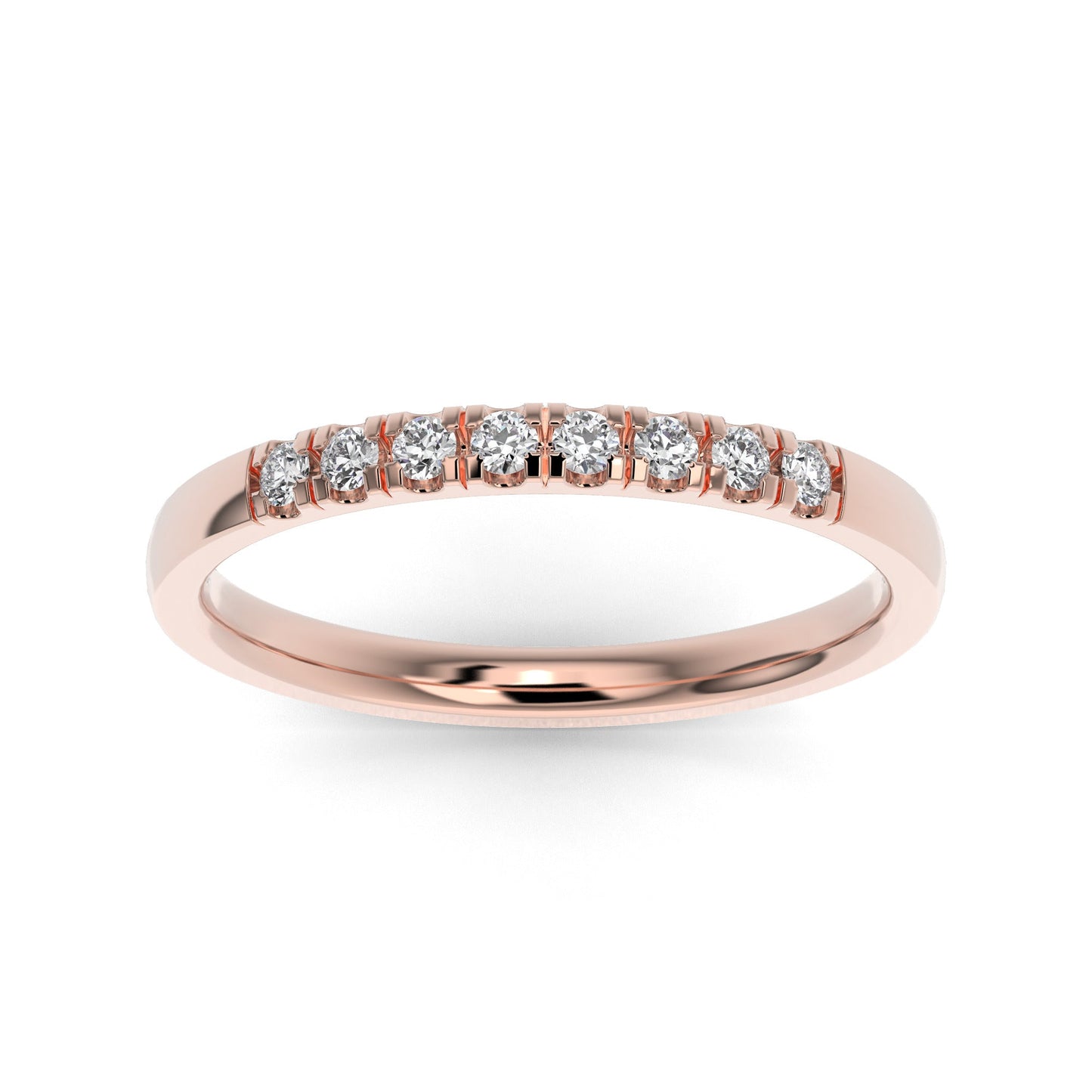 18K Rose Gold Pave Eight Stone Lab Grown Diamond Wedding Band