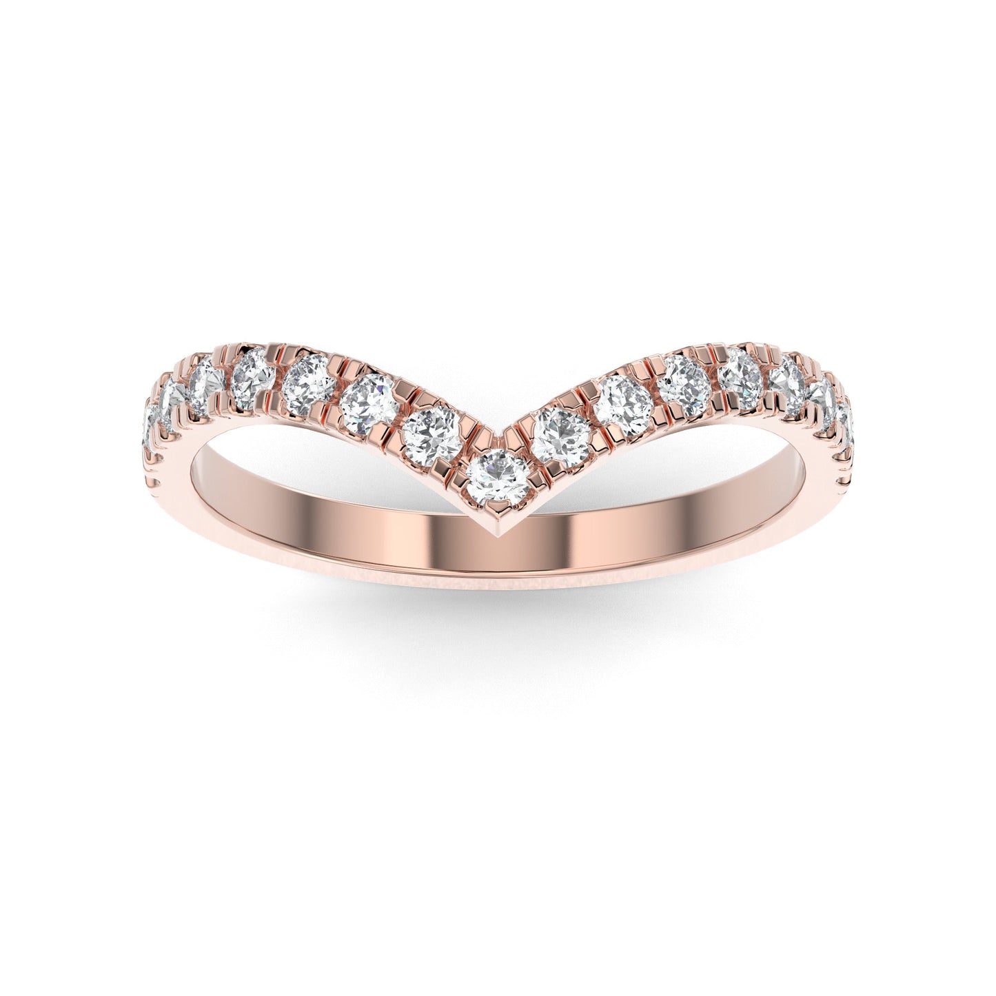 18K Rose Gold Contour Half Shank Lab Grown Diamond Wedding Band