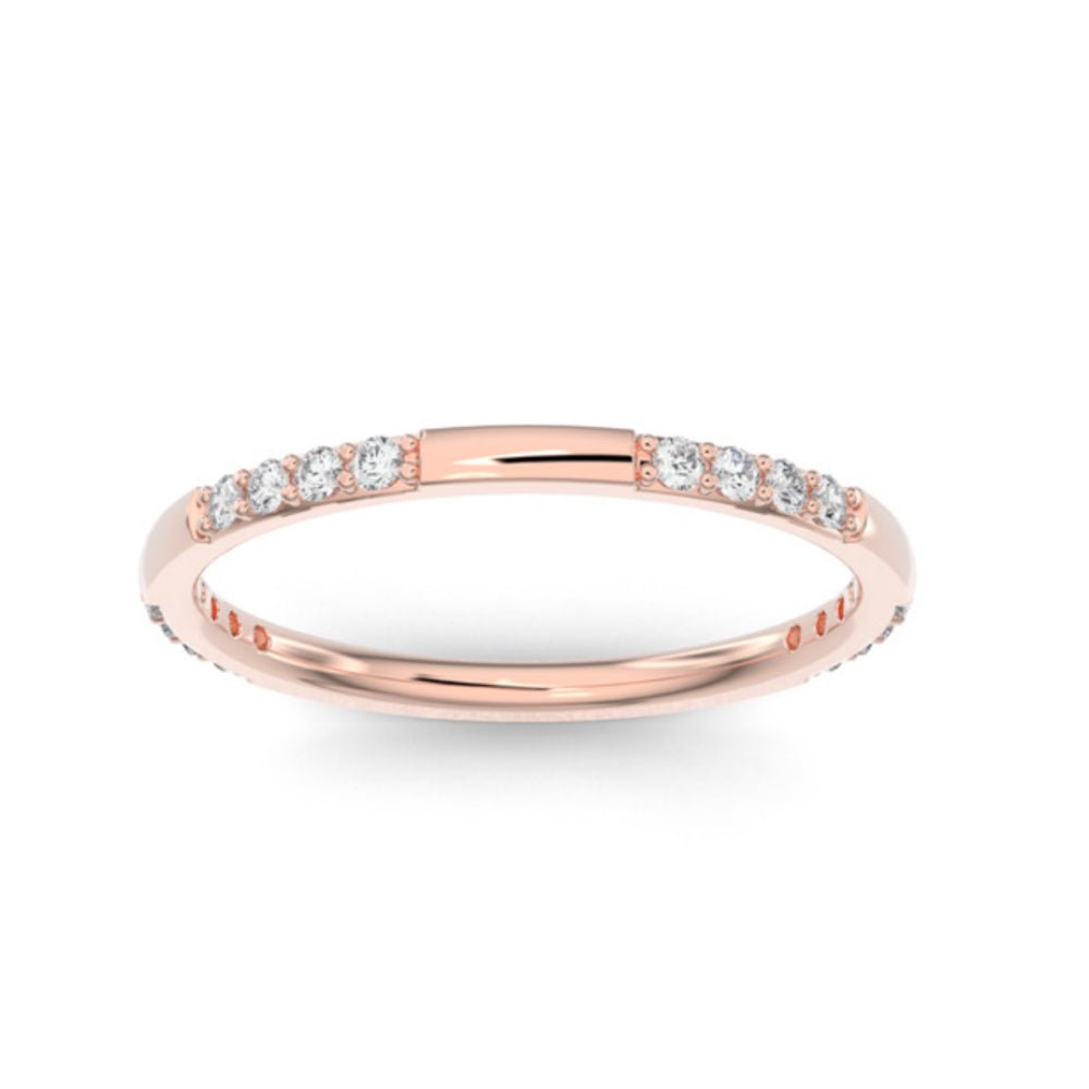 18K Rose Gold Round 16 Grouped Lab Grown Diamond Wedding Band